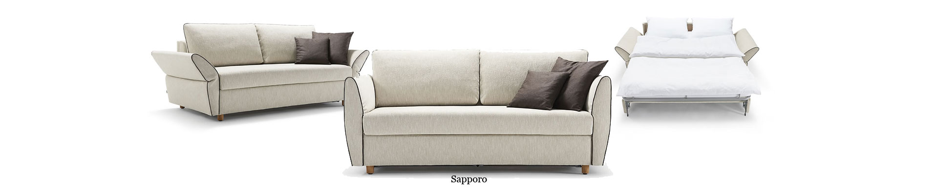 weißes Signet Sapporo in verschiedenen Ausrichtungen